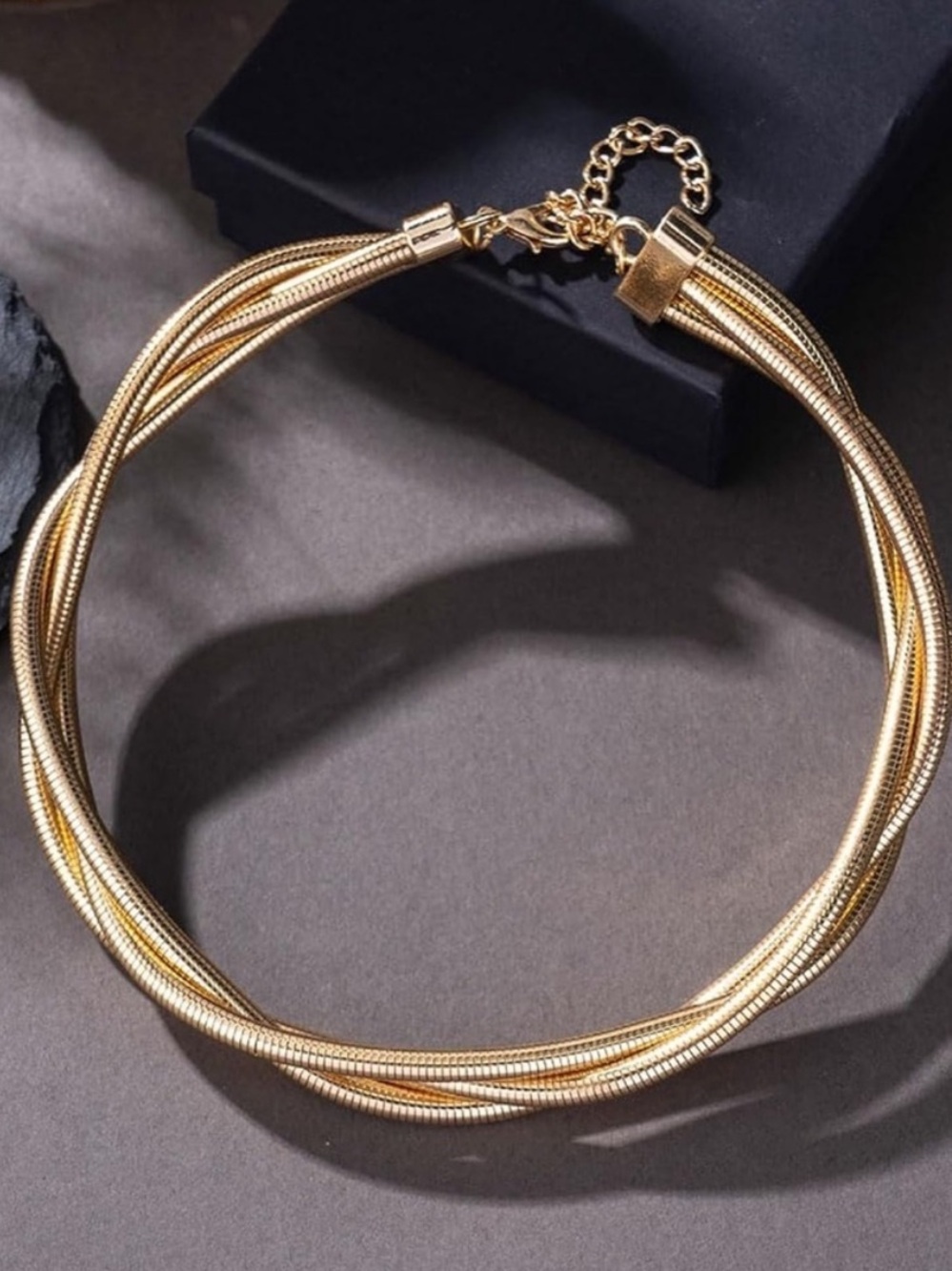 Gold Multi-Strand Snake Chain Choker Necklace - Picture 4 of 4